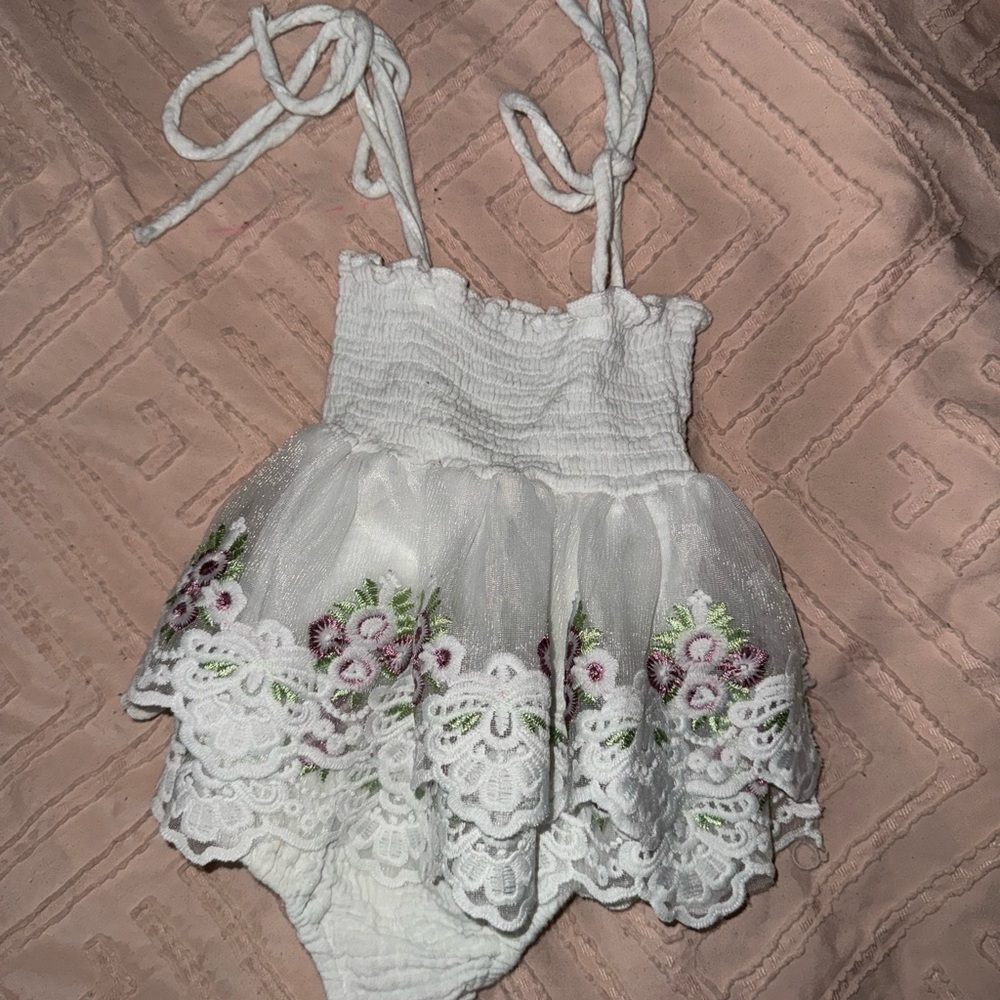 White Sleeveless Babydoll Dress with Ruched Bodice